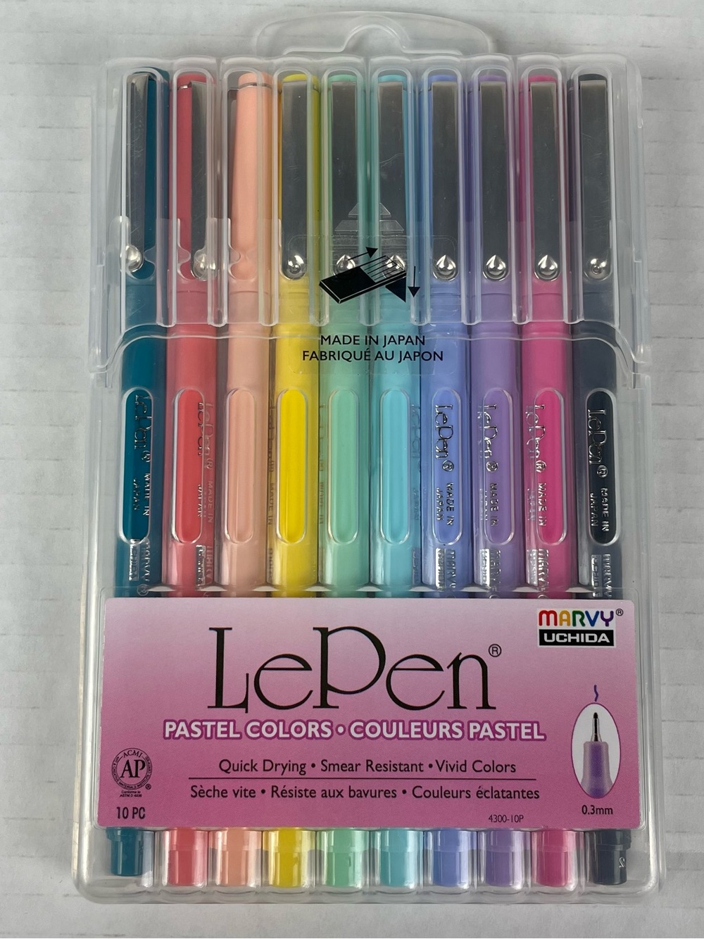 Marvy Uchida LePen Pastel Dark Color Set 10pc 0.3mm Quick Drying Vivid Non-Toxic